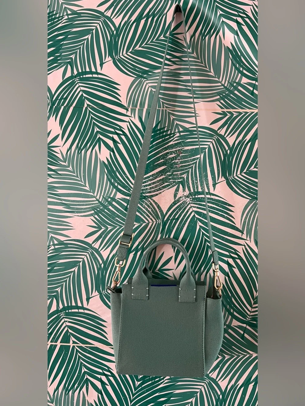 Rothy’s Original Mini Bag in Juniper Green NWOT Gold brushed hardware crossbody